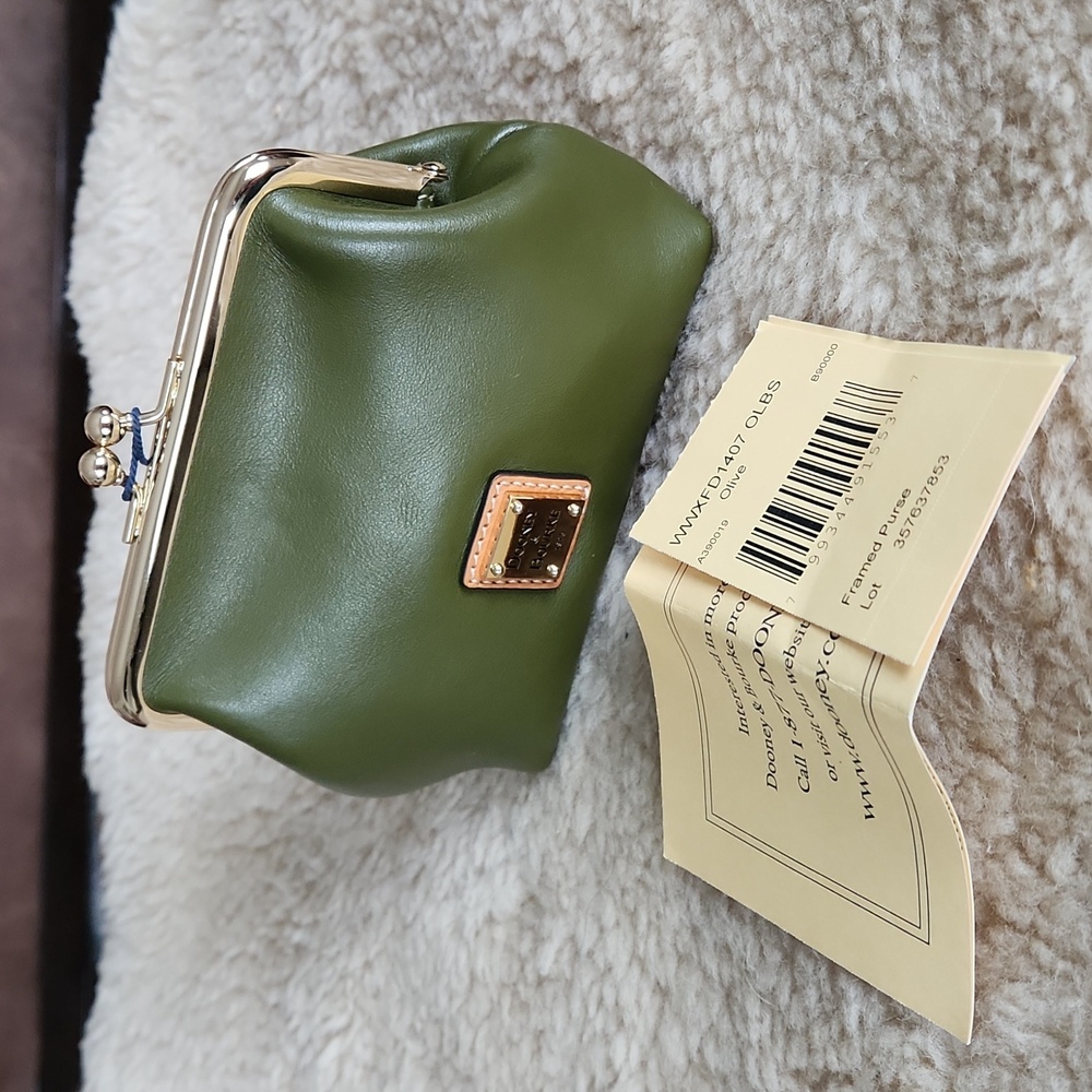 NWT Dooney & Bourke Olive Green Leather Kisslock Large Framed Purse π«πβ€οΈπ - Picture 15 of 16